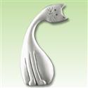 Cat leaning over pewter pin